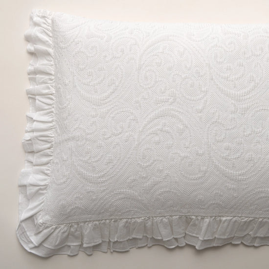 Cojín de Algodón Blanco 50x70 cm con Volante - Bonnie