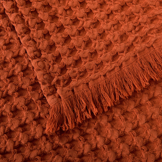 Manta de Algodão Terracota 140x200 cm Padrão Waffle - Nicole