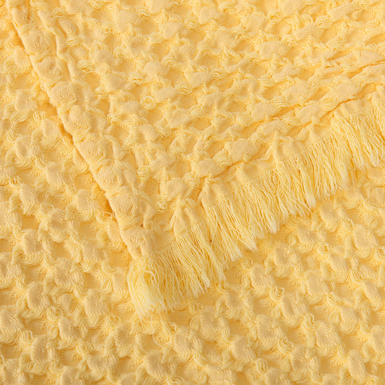 Manta de Algodão Amarelo 140x200 cm Padrão Waffle - Nicole