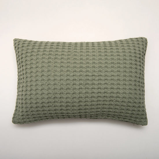 Cojín de Algodón Verde 35x50 cm Diseño Waffle - Nicole