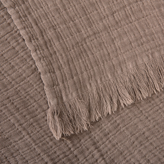Manta de Gaze de Algodão Camel 140x200 cm Stonewashed - Nuria