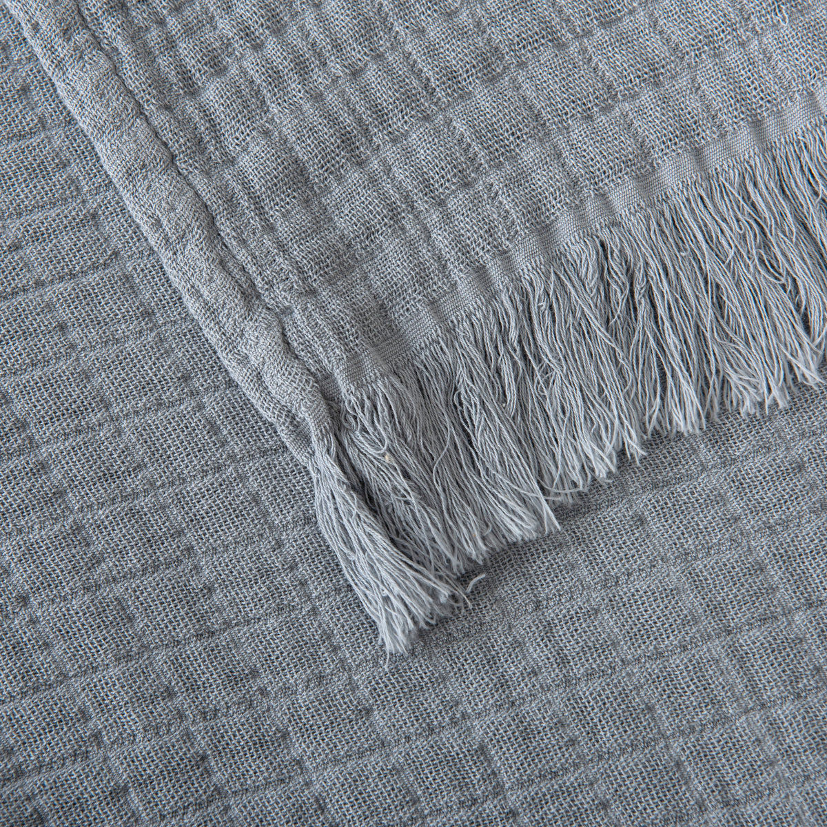 Manta de Gaze de Algodão Cinzento 140x200 cm Stonewashed - Nuria