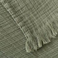 Manta en Muselina de Algodón Verde 140x200 cm Stonewashed - Nuria