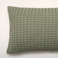 Cojín de Algodón Verde 35x50 cm Diseño Waffle - Nicole