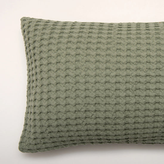Cojín de Algodón Verde 35x50 cm Diseño Waffle - Nicole