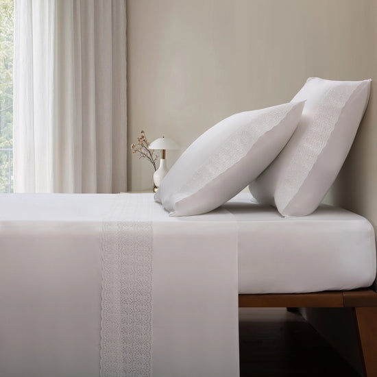 Juego Sábanas Algodón 200 Hilos Blanco con Bordado – Picote