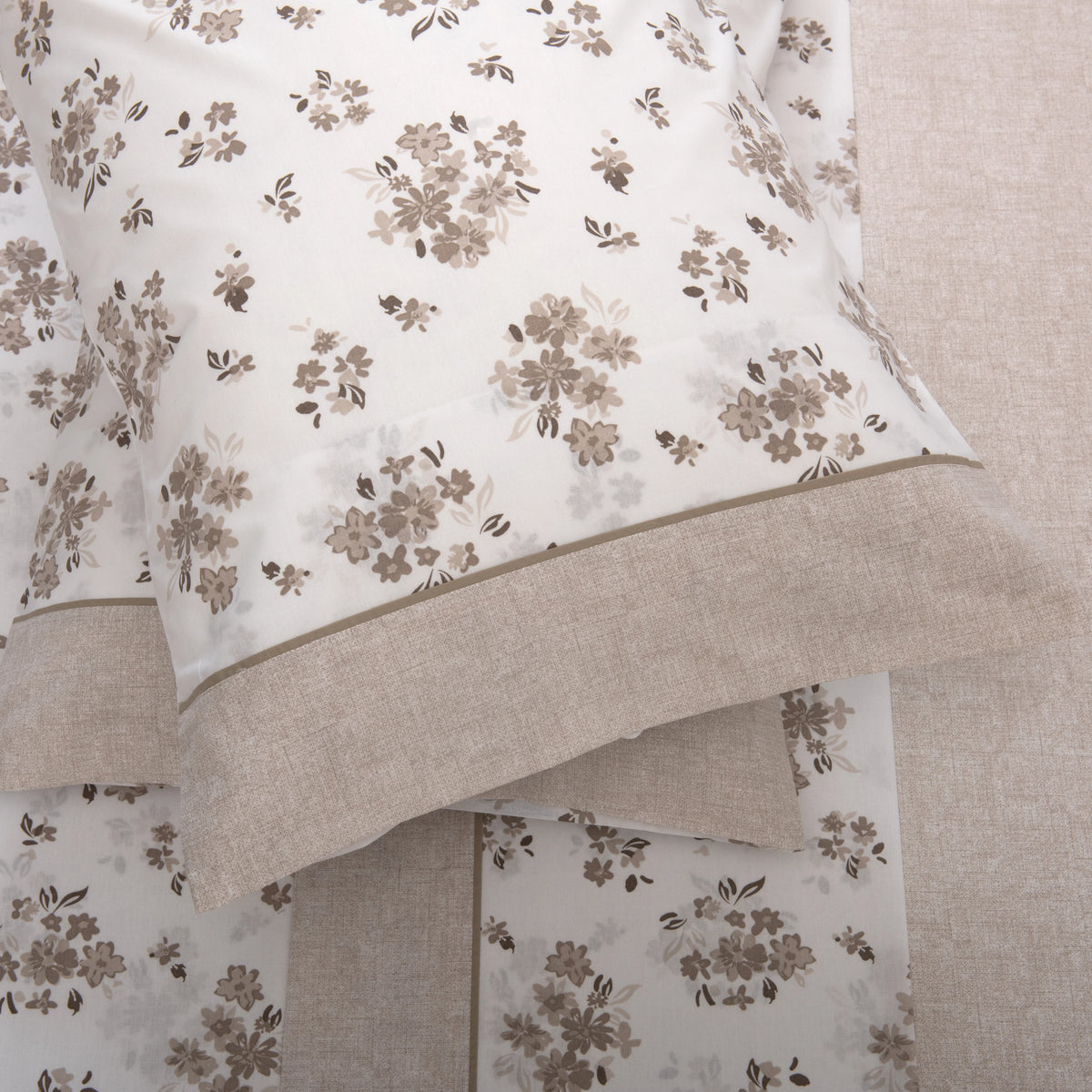 Jogo de Lençóis 100% Algodão 180 Fios Floral Taupe – 820
