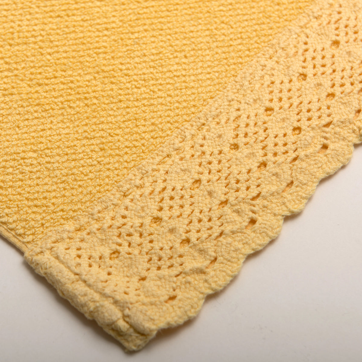 (3 Piezas) Juego de Toallas Amarillo 100% Algodón Stonewashed 500g con Encaje – Alícia