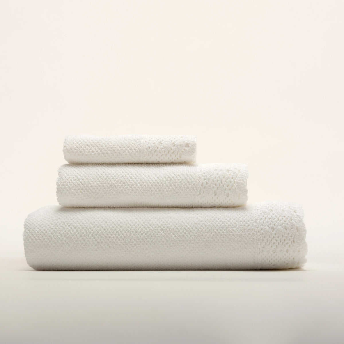 (3 Peças) Toalhas Branco Stonewashed 100% Algodão 500g com Renda