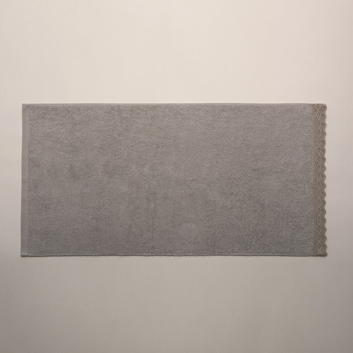 (3 Piezas) Juego de Toallas Gris Claro 100% Algodón 500g con Encaje – Alba