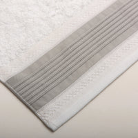 (6 Peças) Jogo de Toalhas 500g Branco e Cinzento com Nervuras e Renda – 685
