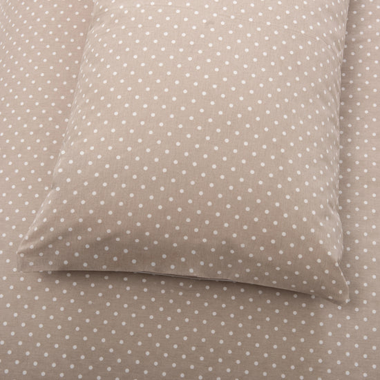 Capa de Edredón Reversível Bolinhas e Riscas Camel e Branco - 709