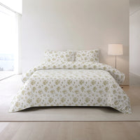 Capa de Edredón Floral Verde Seco e Branco - 820