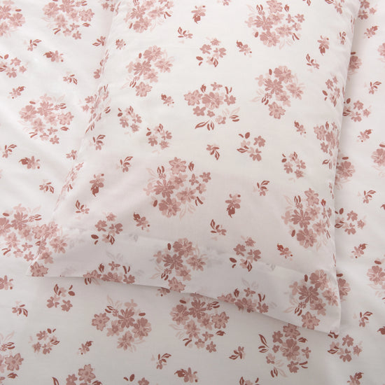 Capa de Edredón Floral Rosa e Branco - 820