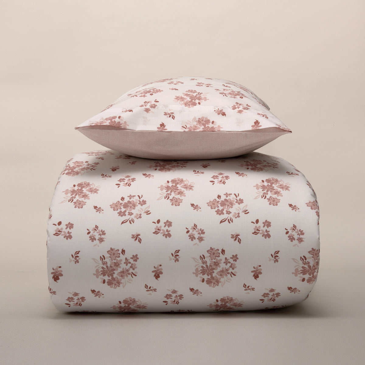 Capa de Edredón Floral Rosa e Branco - 820