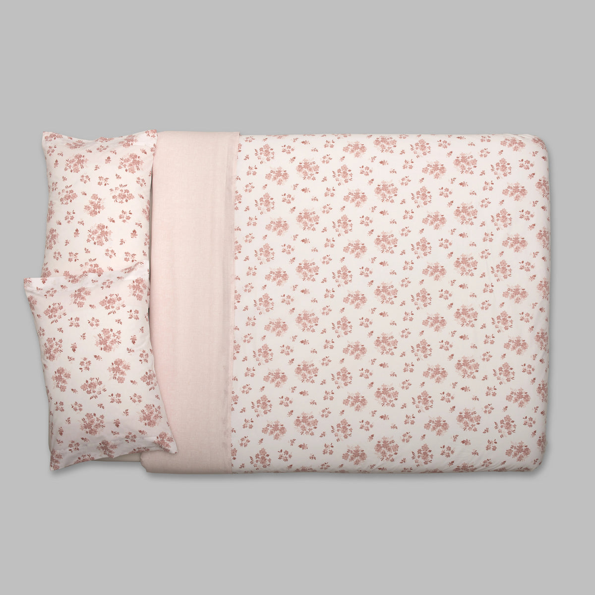 Capa de Edredón Floral Rosa e Branco - 820