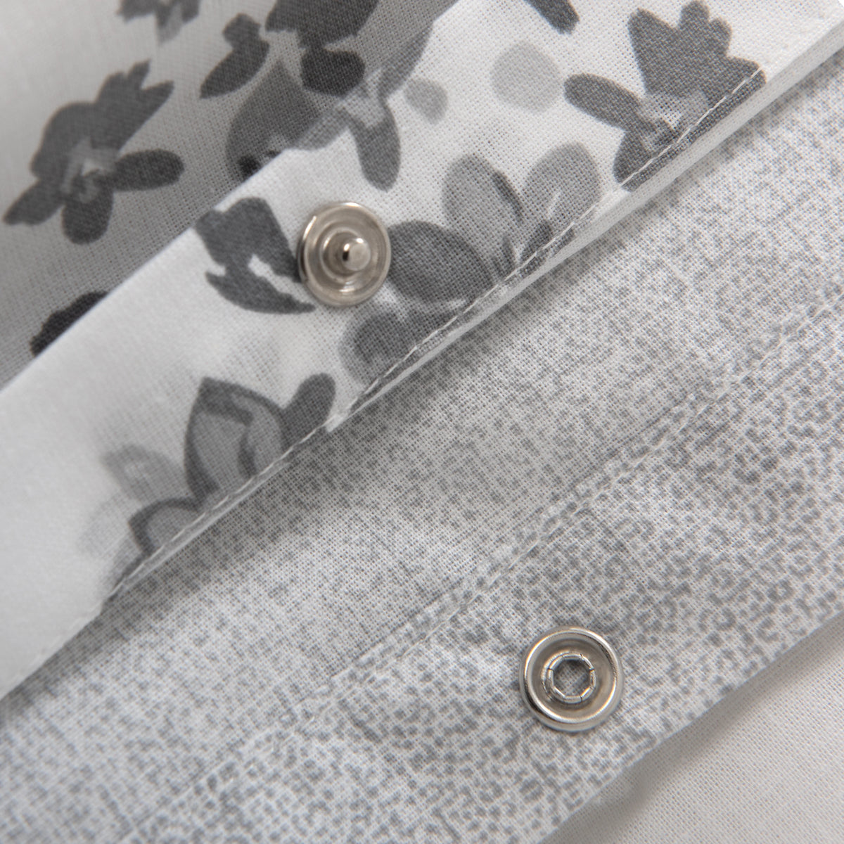 Capa de Edredón Floral Cinzento e Branco - 820