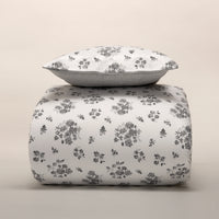 Capa de Edredón Floral Cinzento e Branco - 820