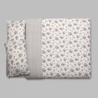 Capa de Edredón Floral Cinzento e Branco - 820