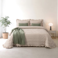 Edredão 100% Algodão Taupe com Folhos - Elise