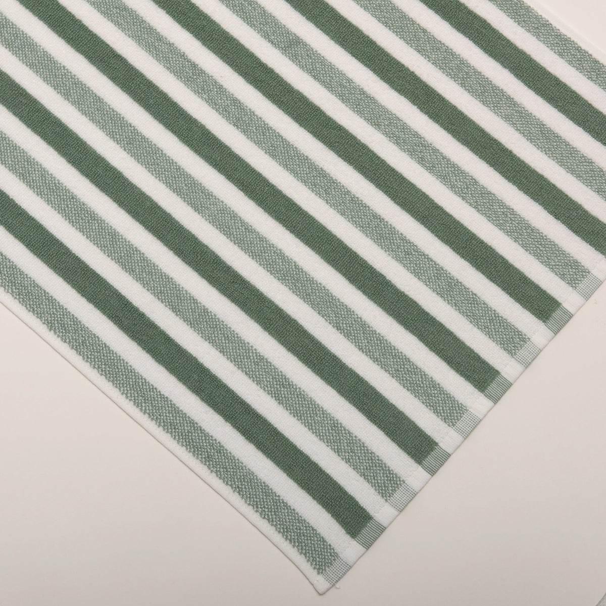 (3 Piezas) Toallas Verde 100% Algodón 450g con Rayas - Iara