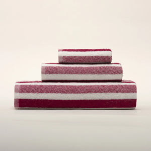 (3 Piezas) Toallas Fucsia 100% Algodón 450g con Rayas - Iara