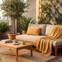 Cojín en Muselina de Algodón Amarillo 35x50 cm Stonewashed – Nuria