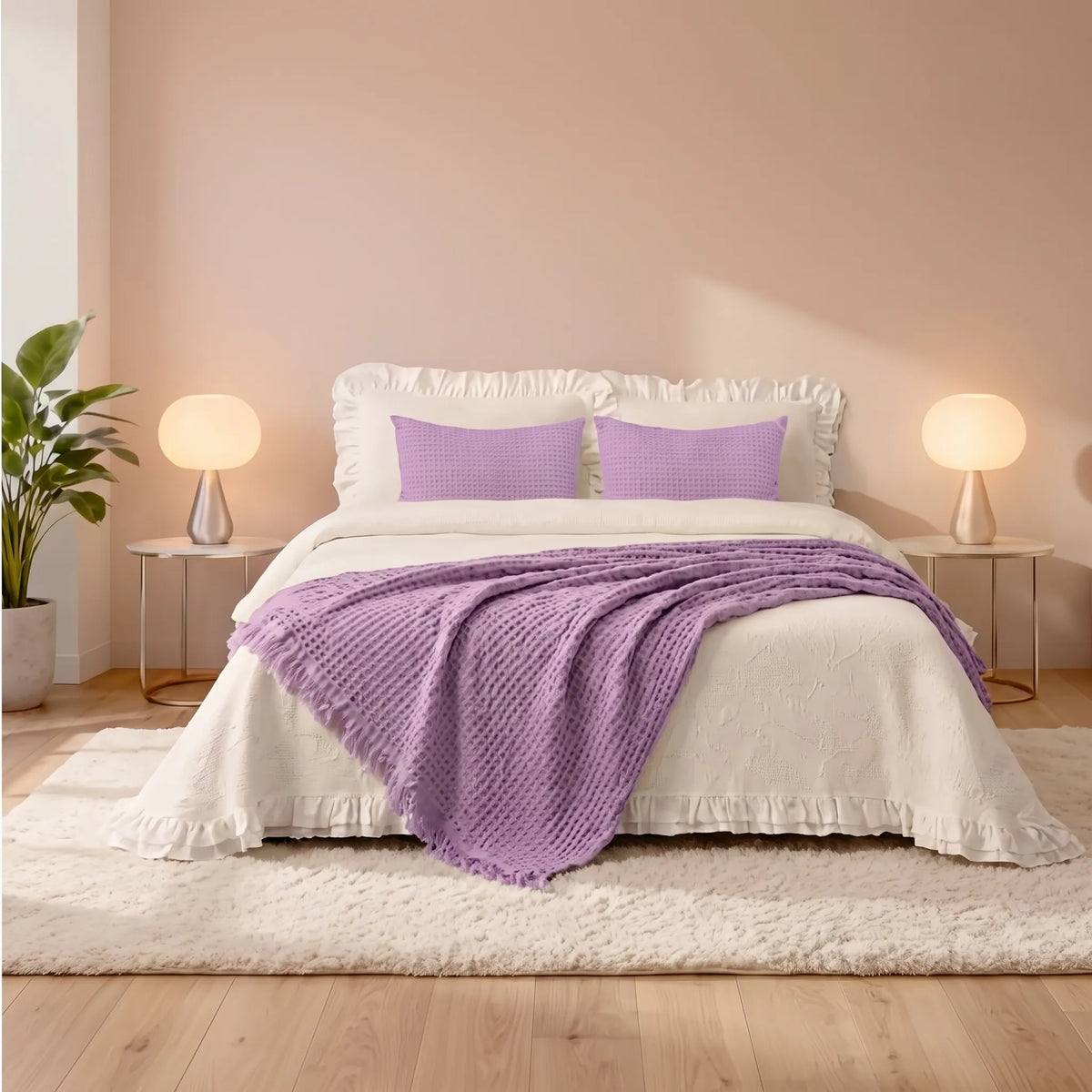 Cojín Decorativa Efecto Waffle Lila 35x50 cm - Tana