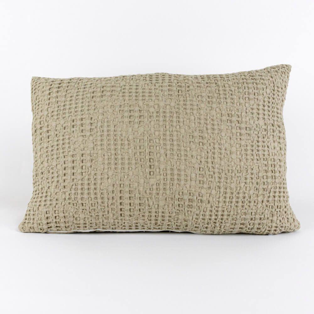 Almofada Decorativa Efeito Waffle Taupe