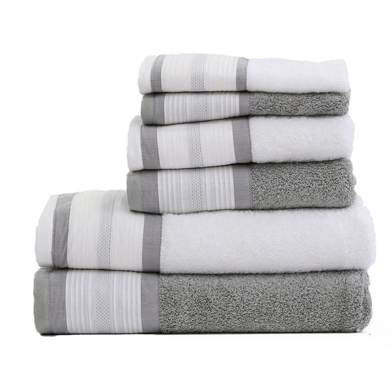 (6 Piezas) Toallas Pregas Gris