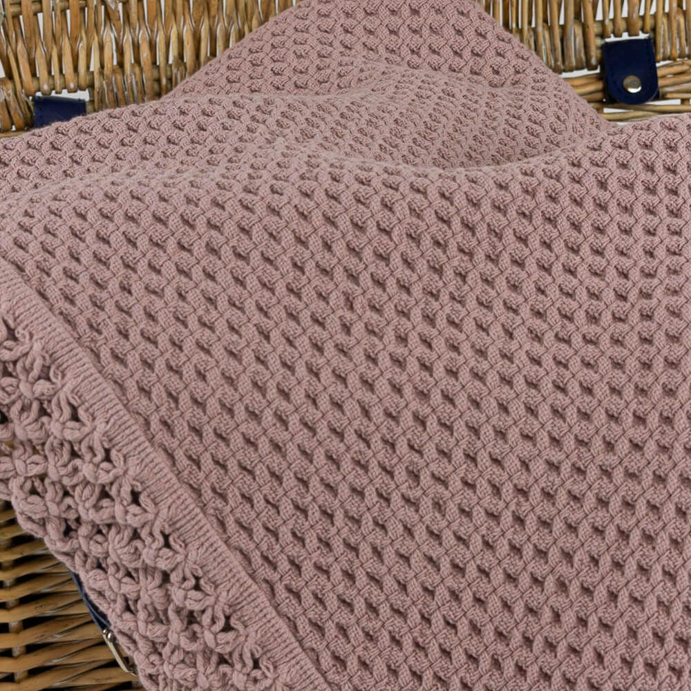 Manta de Algodão com Renda Rosa Seco