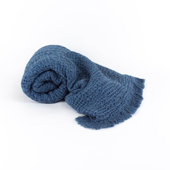 Manta de Algodão Efeito Waffle Azul Tana Marinho