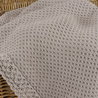 Manta de Algodão com Renda Taupe